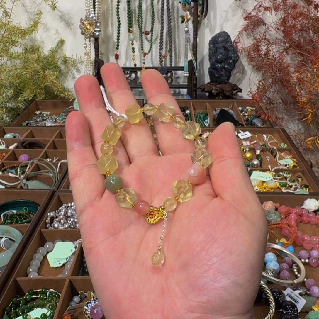 黄晶未镶嵌手串设计款福利天然黄水晶柠檬黄