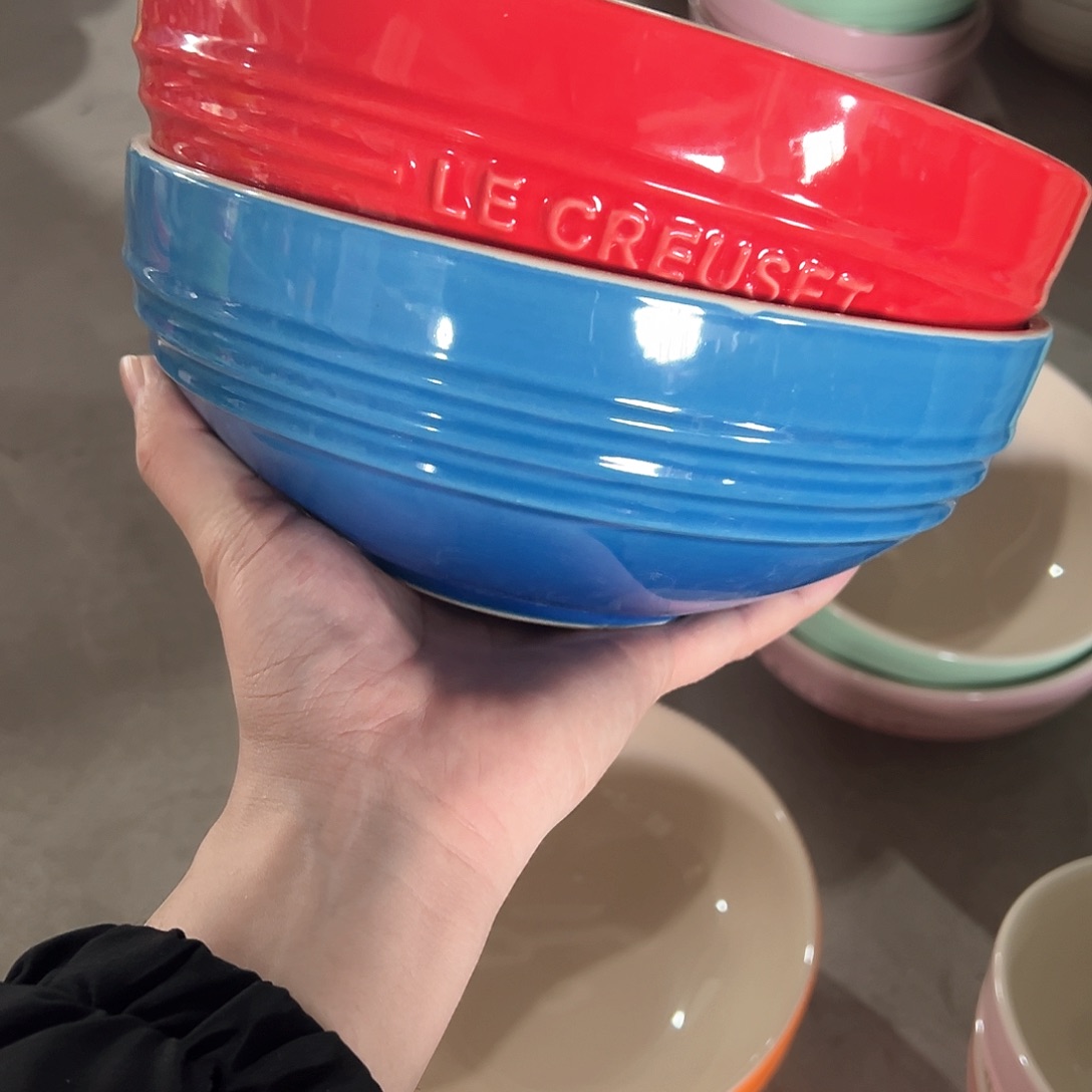 陶瓷 大汤碗 红色➕深蓝色