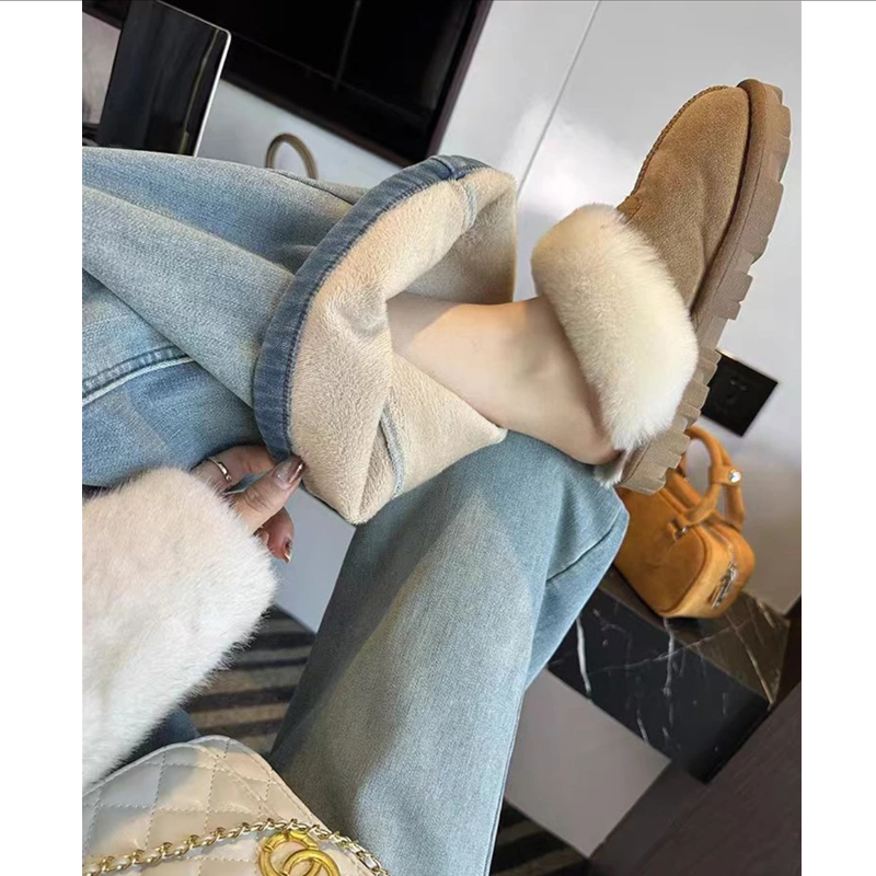 8653#2025年秋冬牛仔裤女宽松高腰垂感薄款拖地显瘦窄版直筒长裤