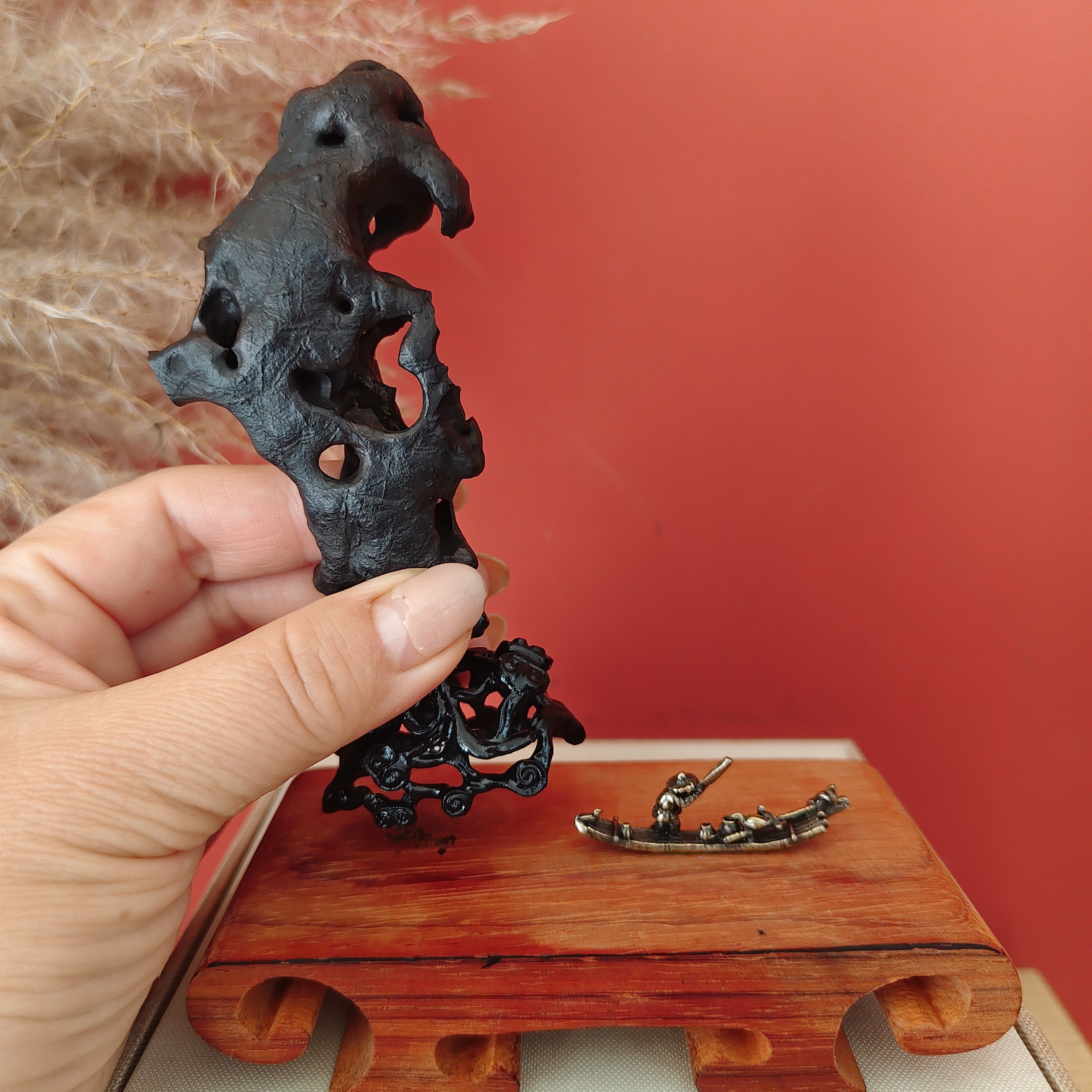 【笠影石韵】苏州太湖水石书房茶台摆件（高15*底座长11）