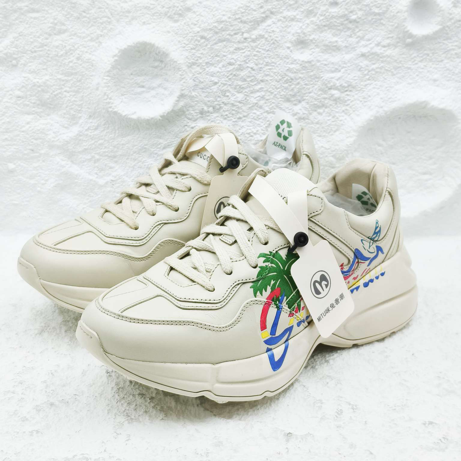 99新 GUCCI/古驰 36.5码/夏威夷印logo老爹鞋/A0206