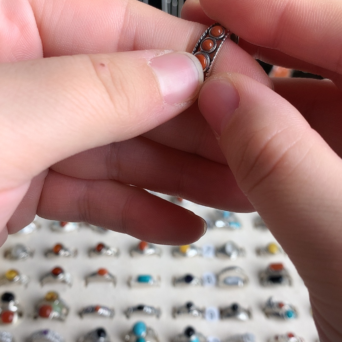 925银925纯银戒指红