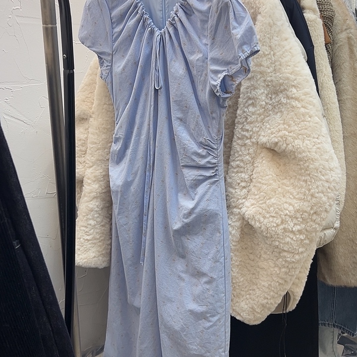 挂脖款今天新款 蓝色连衣裙M 