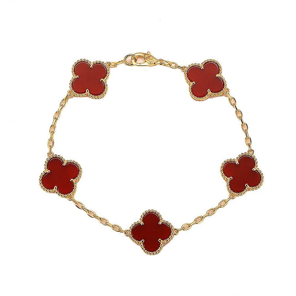 经典红玛瑙五花四叶手链