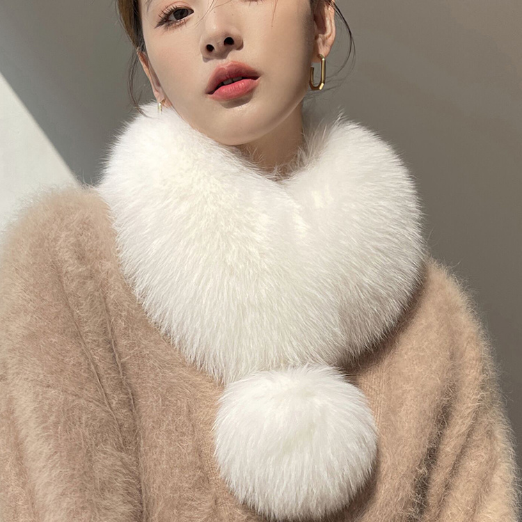 韩版100%真狐狸毛高档百搭围巾保暖装饰冬季女士纯色围脖毛毛皮草