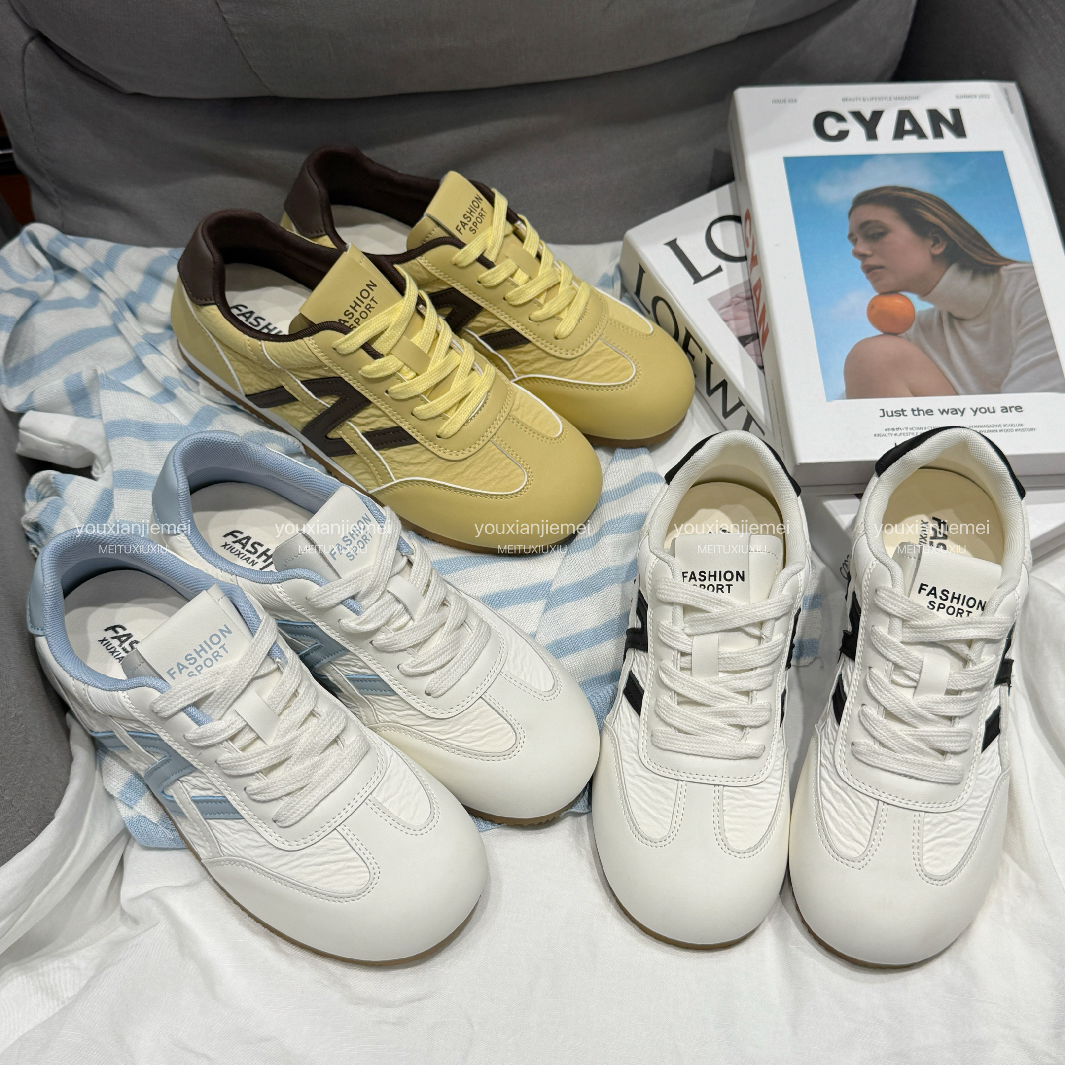 夏季休闲纯色休闲软皮软底透气系带休闲运动舒适德训鞋  A032