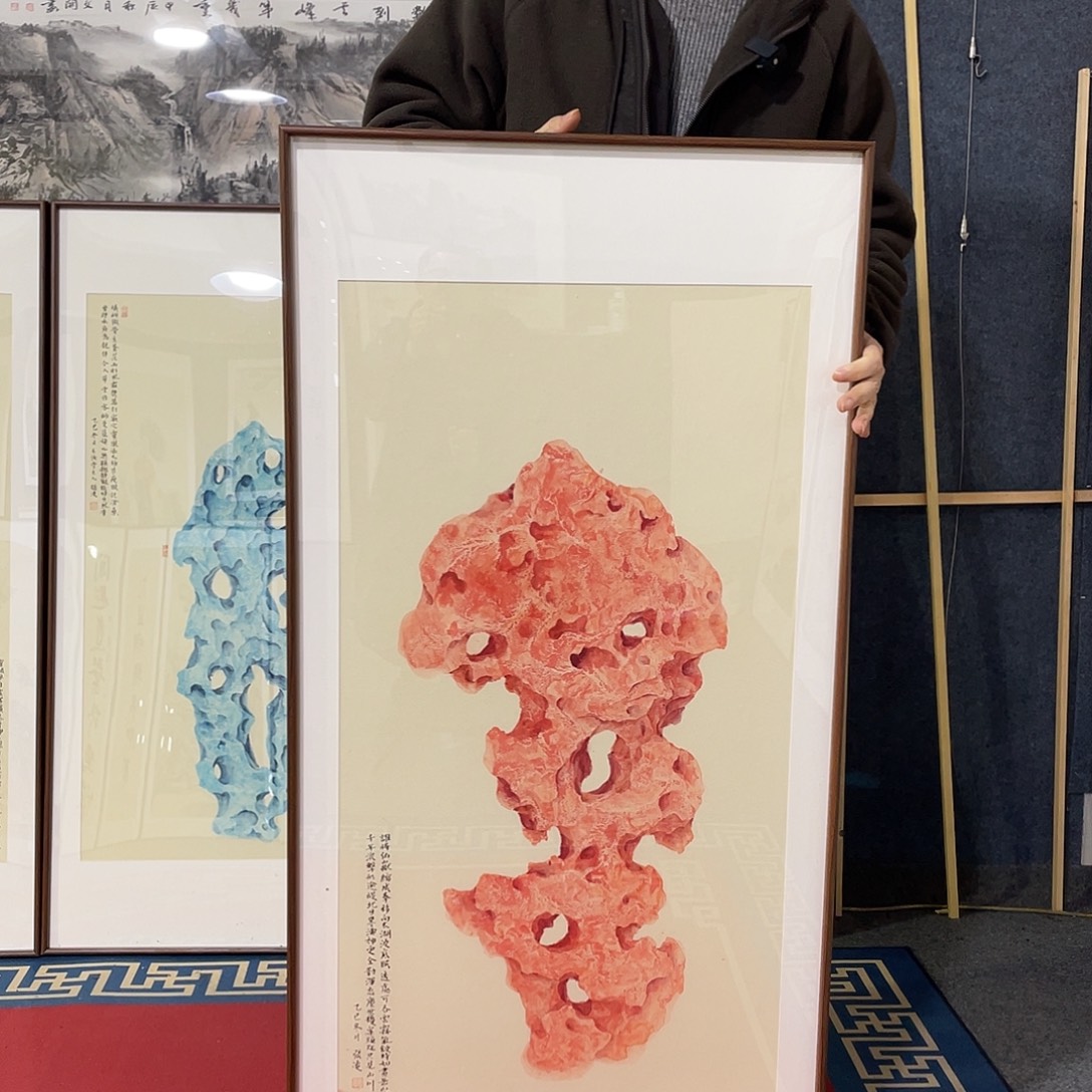 国画手绘画作品带框60/120