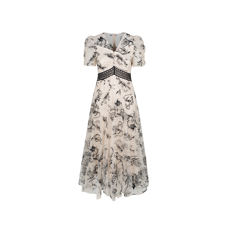 【直播专属】商场同款夏季新品重工网布绣花连衣裙N194B42828