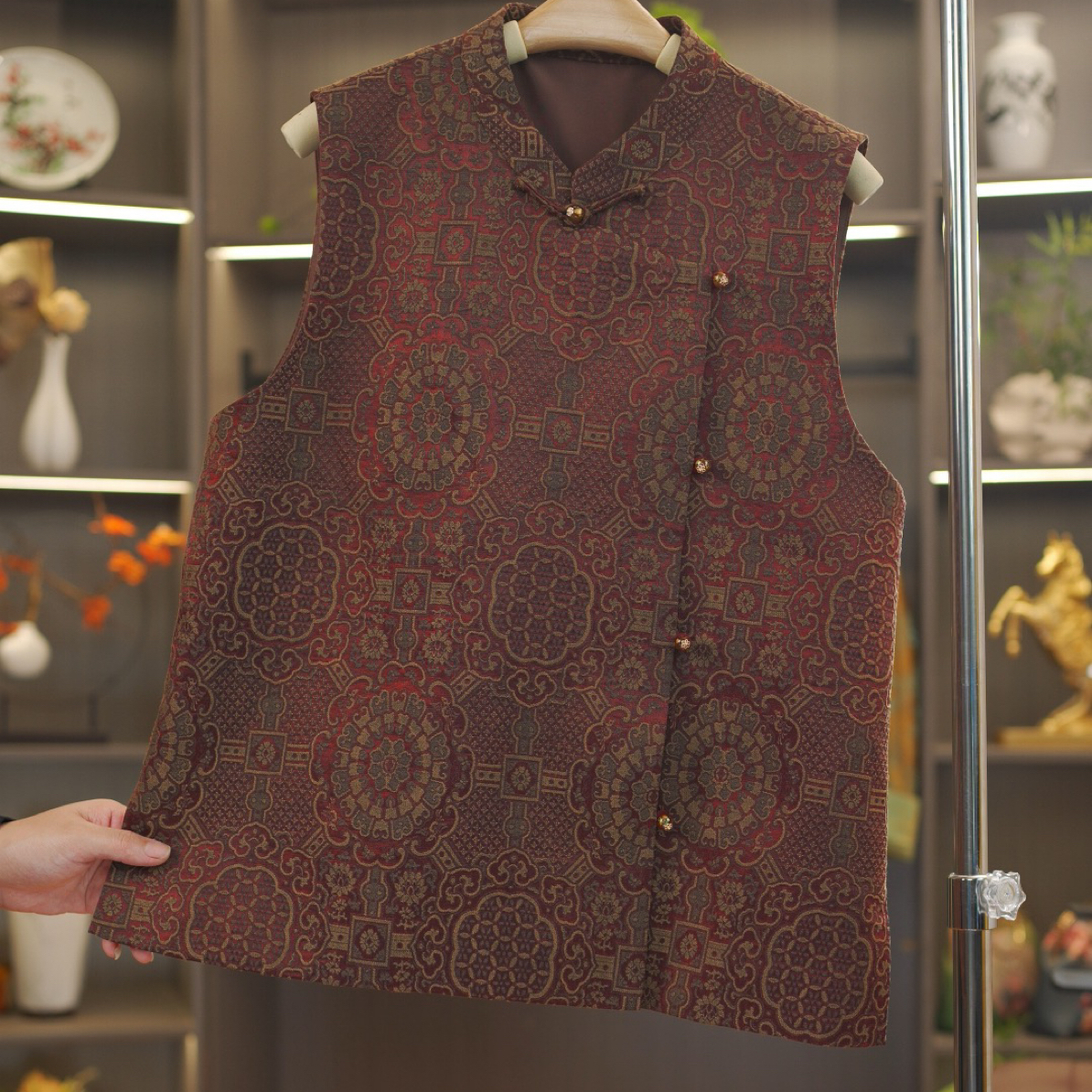 【如梦】2024新中式桑蚕丝如意八达晕经典纹样老料挂霜重磅秋款马甲