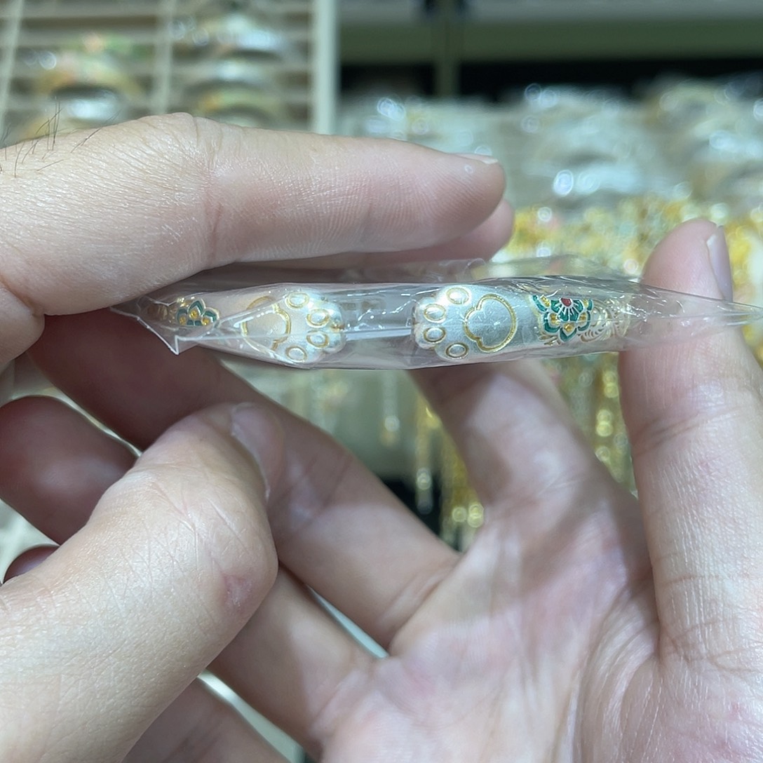 珐琅足银猫爪宝相花手镯约29g