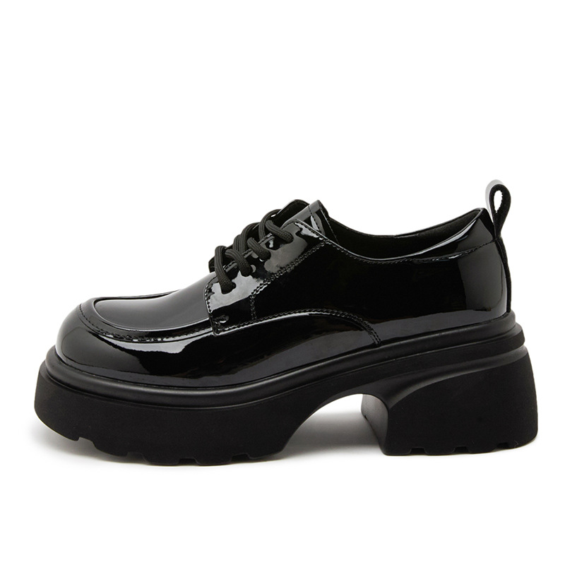 英伦风~！厚底轻便真皮乐福鞋女（跟高5.5）