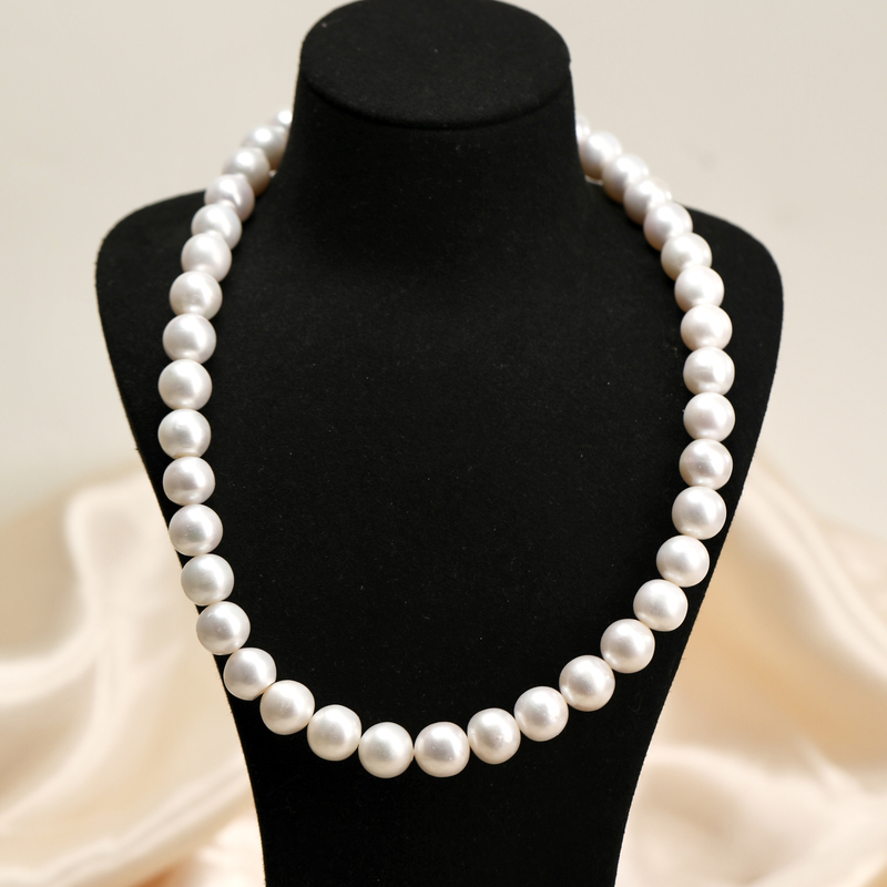 约10-11mm天然淡水珍珠银扣头项链