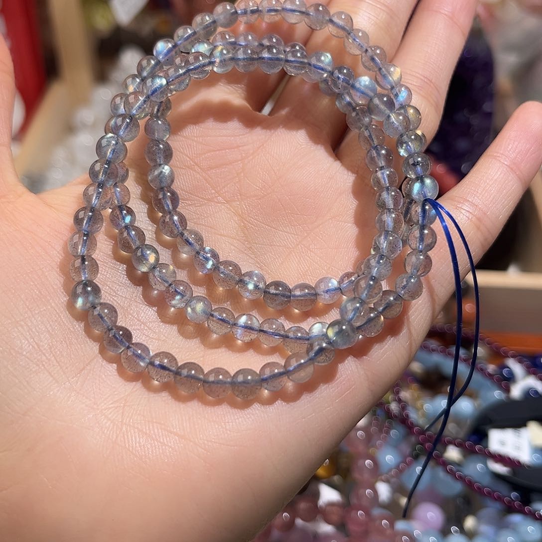 烟晶手链未镶嵌灰月光三圈840