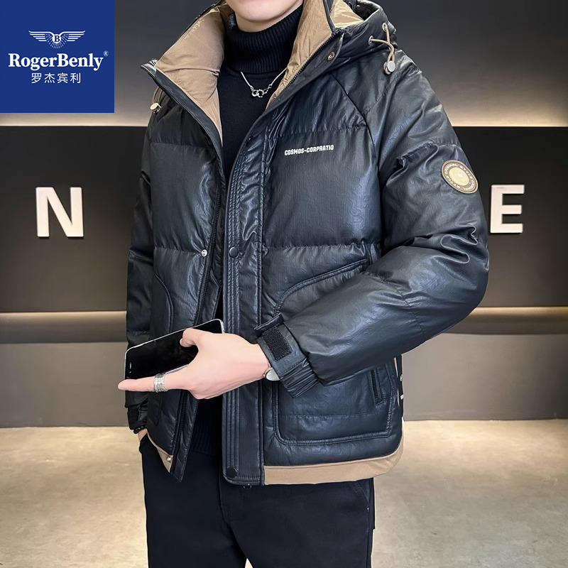 罗杰宾利冬季羽绒服新款潮流连帽加厚休闲男士866690