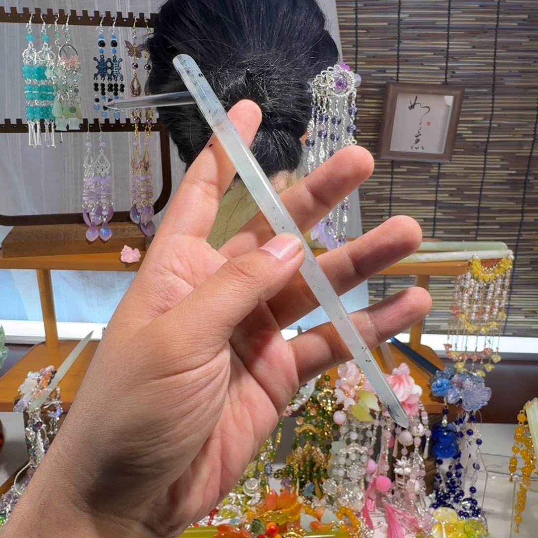 ໑***࿐蛇纹石玉合金发饰