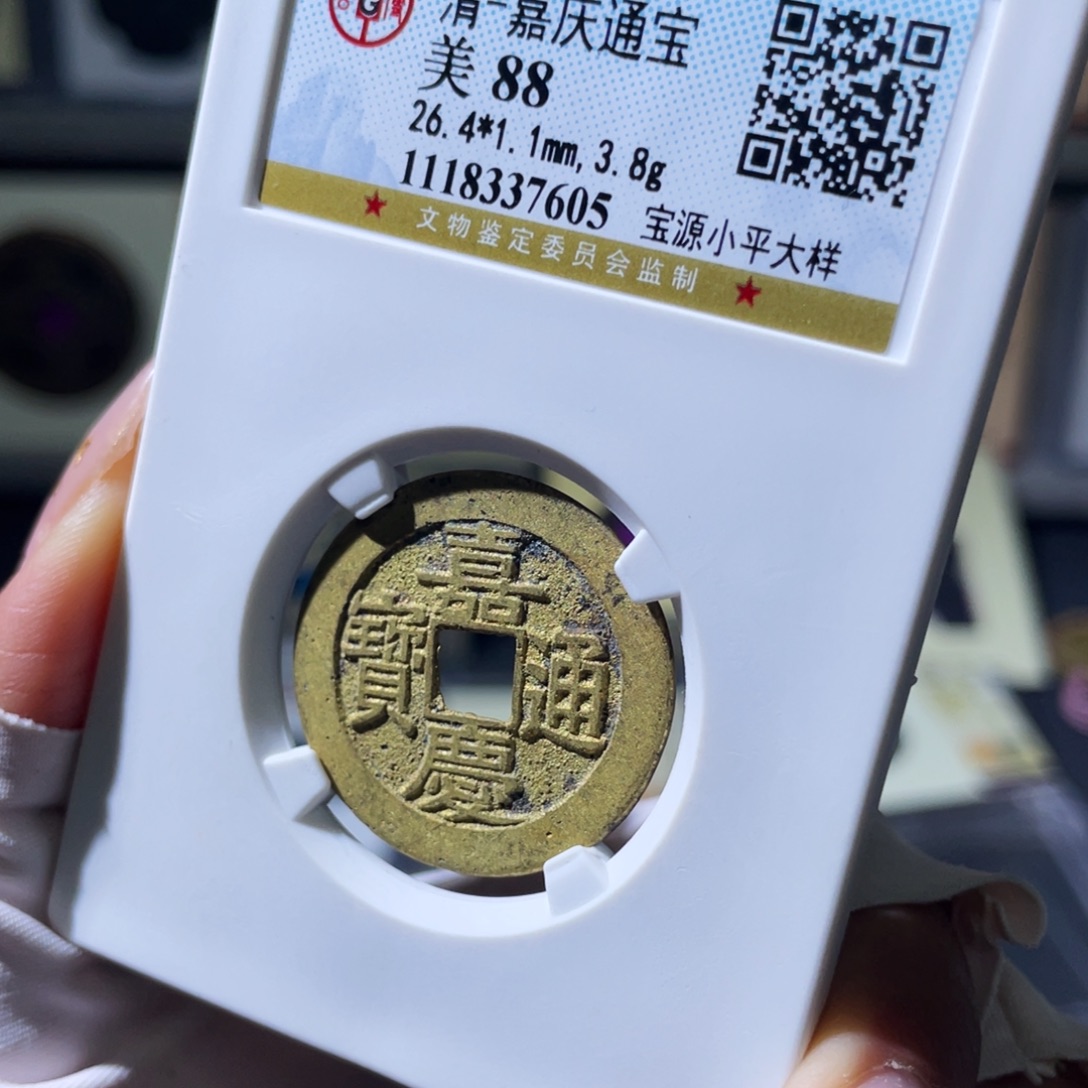 铜小瑶，精品水表金嘉庆宝源大样，评级码7605