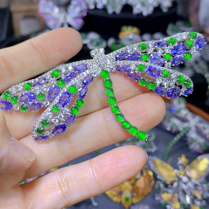 翡翠戒指银S925镶嵌天然翡翠