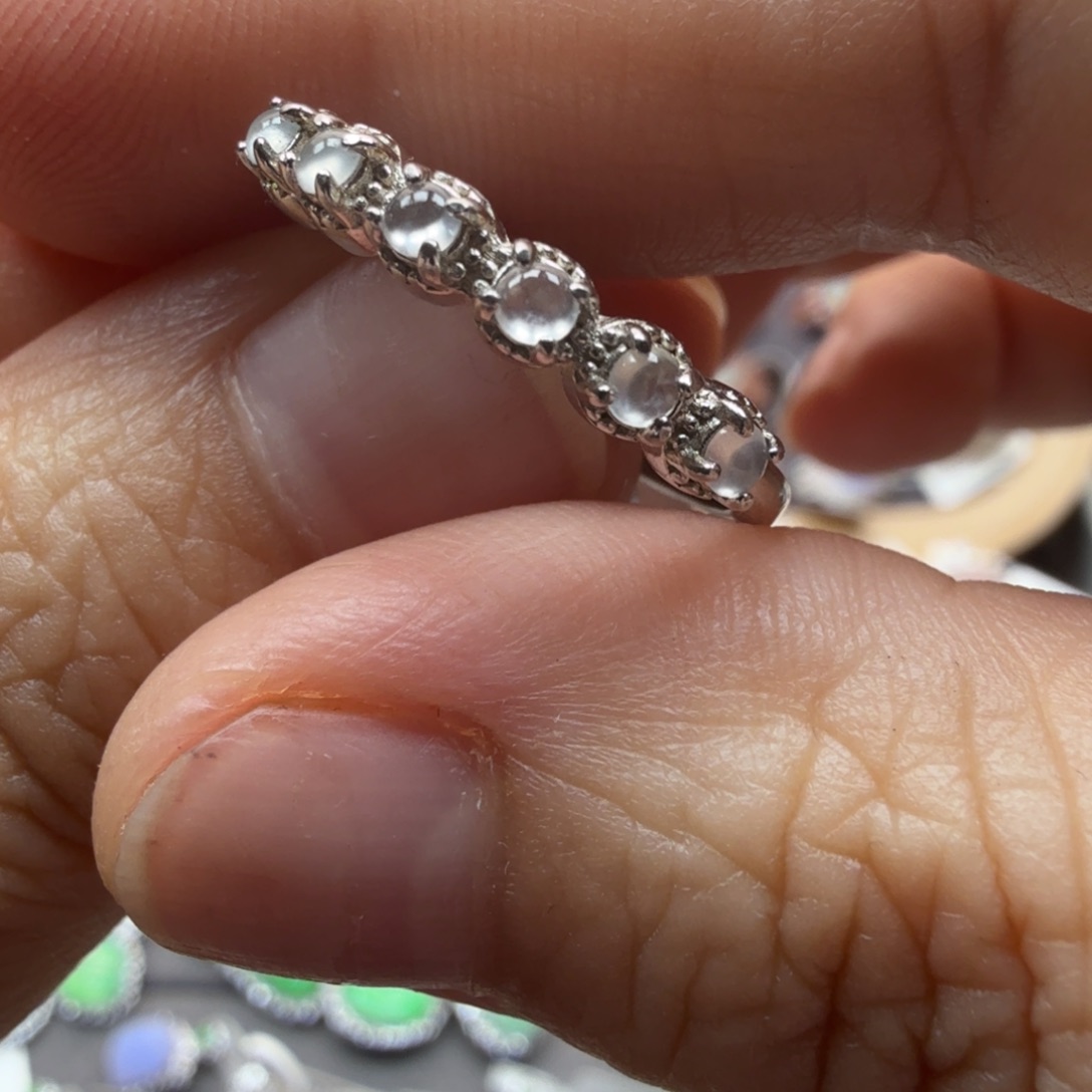 翡翠银S925镶嵌戒指8001