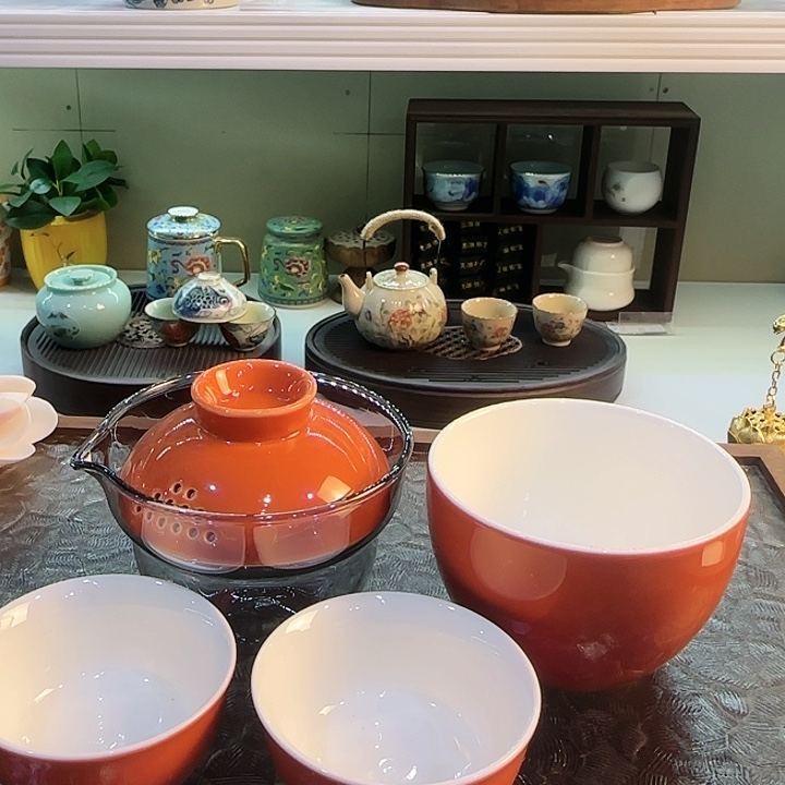 陶瓷茶具套装旅行茶具茶叶罐玻璃杯主人杯