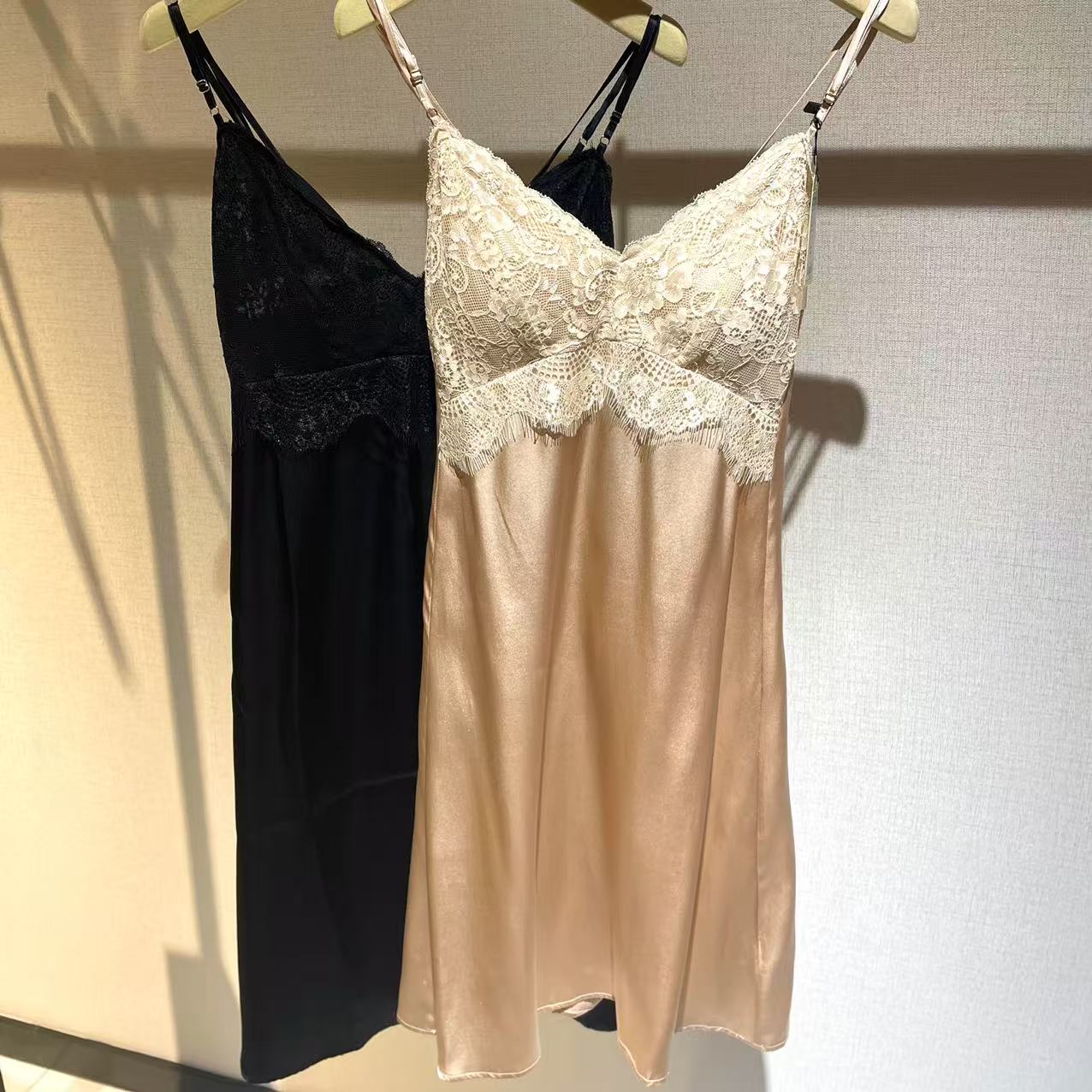 【日月禾】6A级重磅100%桑蚕丝带胸垫奢华吊带连衣裙D2002