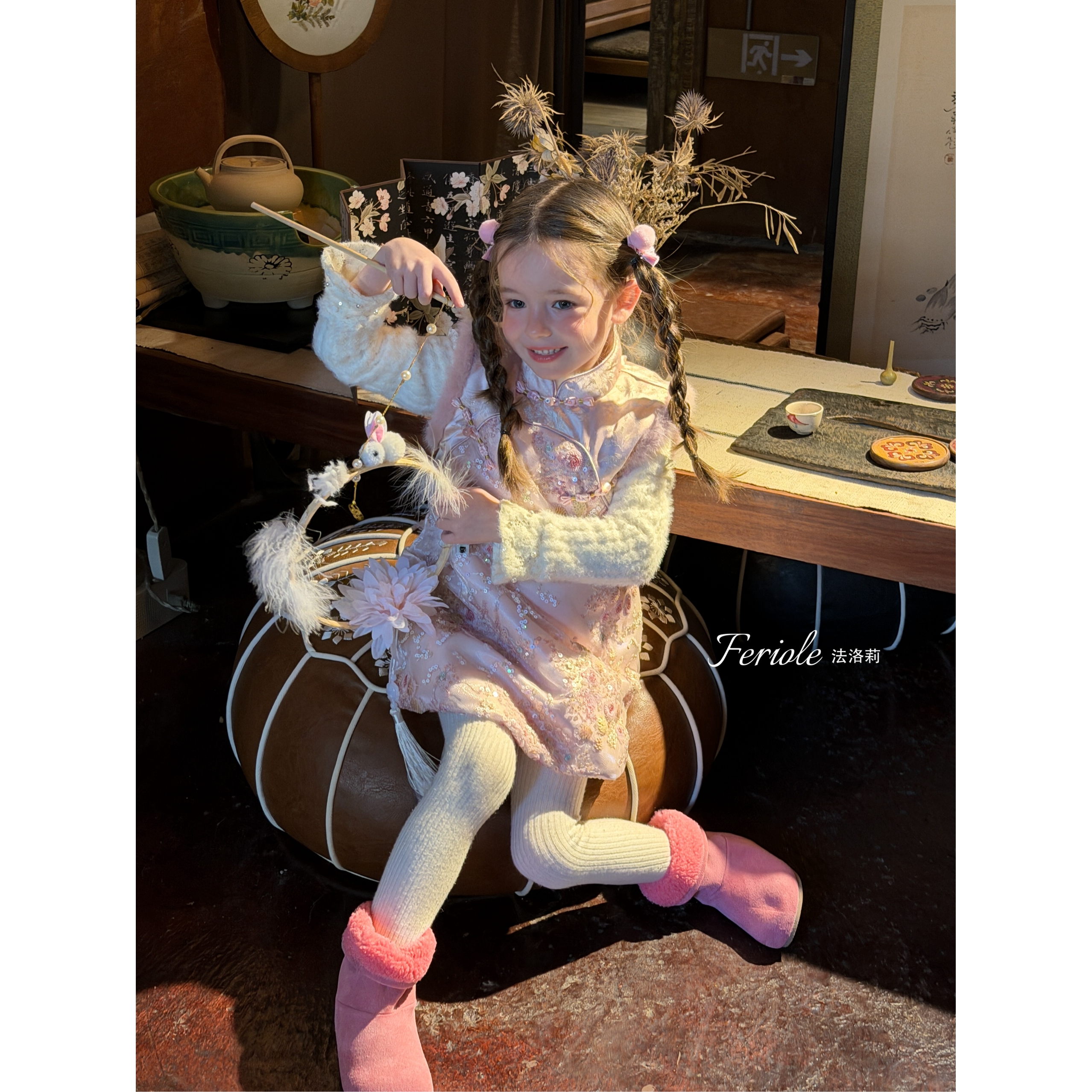 【傲雪冬梅】FLL·25冬~女童冬装刺绣旗袍裙连衣裙子53937（童装汉服）