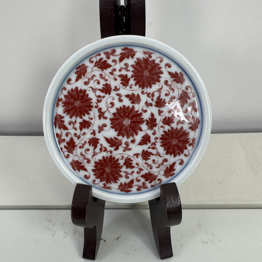 景德镇釉里红缠枝莲盖置