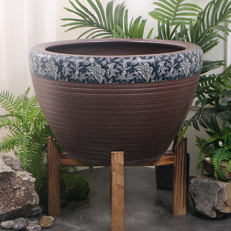 特大号陶瓷鱼缸可作庭院养鱼缸室外睡莲荷花缸盆景花盆