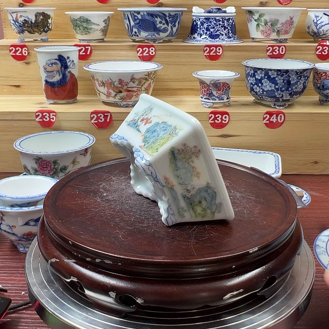 白泥花盆手绘手工陶瓷内口7.5×6.2高3.7