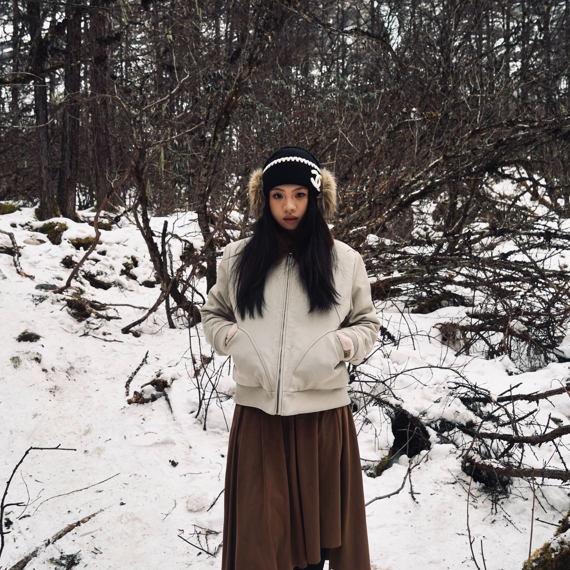 CEDM/CARPEDIEM 2025冬季仿狐狸毛立加绒加厚领座山雕外套保暖