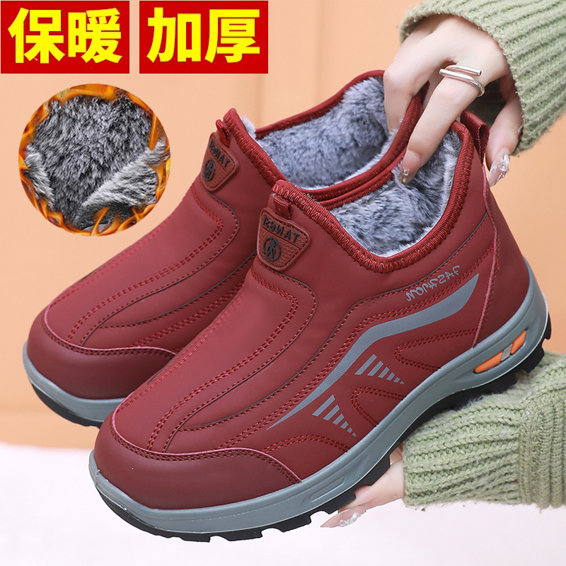 正宗老北京布鞋女鞋冬季加厚绒保暖棉鞋防滑软底中老年高帮妈妈鞋