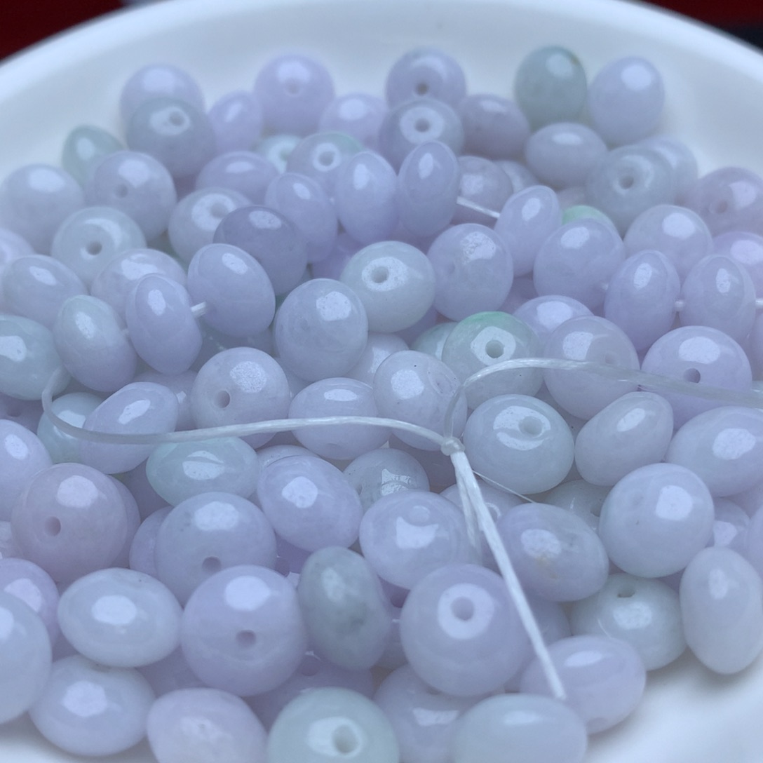 【闪购商品】翡翠手链未镶嵌卡5.6乘8.7冰淡紫鼓珠30个