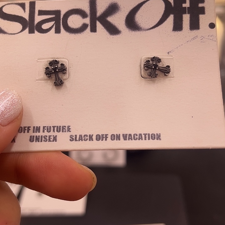 925银925银十字黑钻耳环