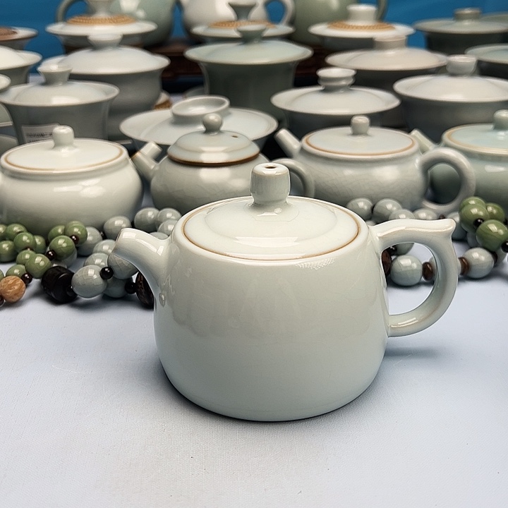 杯二级品月白釉井栏壶原矿原釉原产地