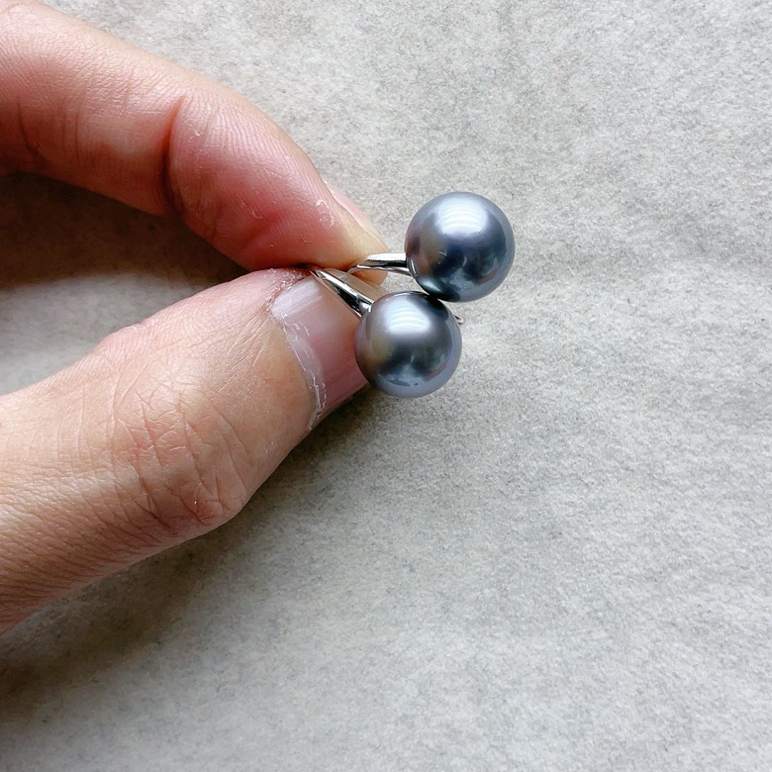 海水珍珠耳饰银S925镶嵌