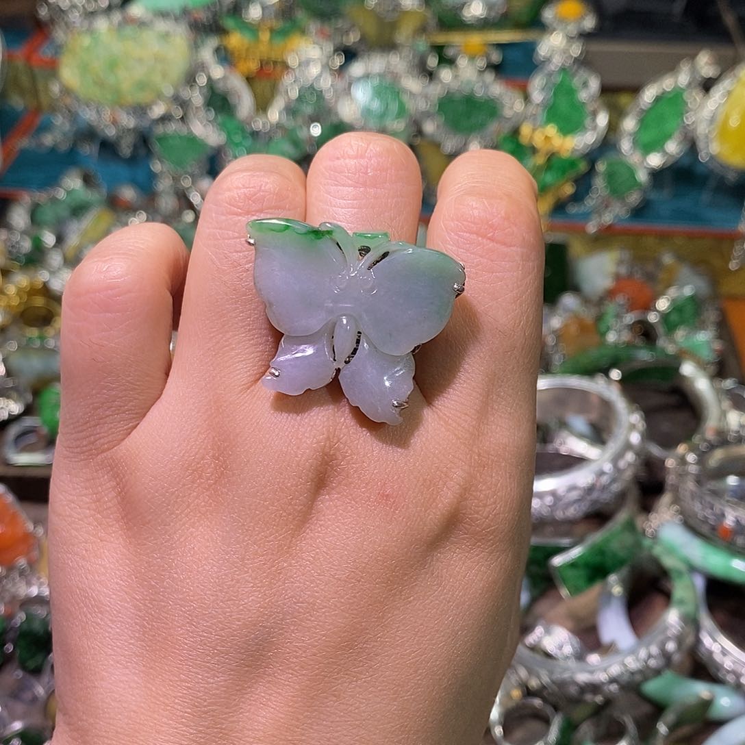 散珠翡翠戒指炸炸炸