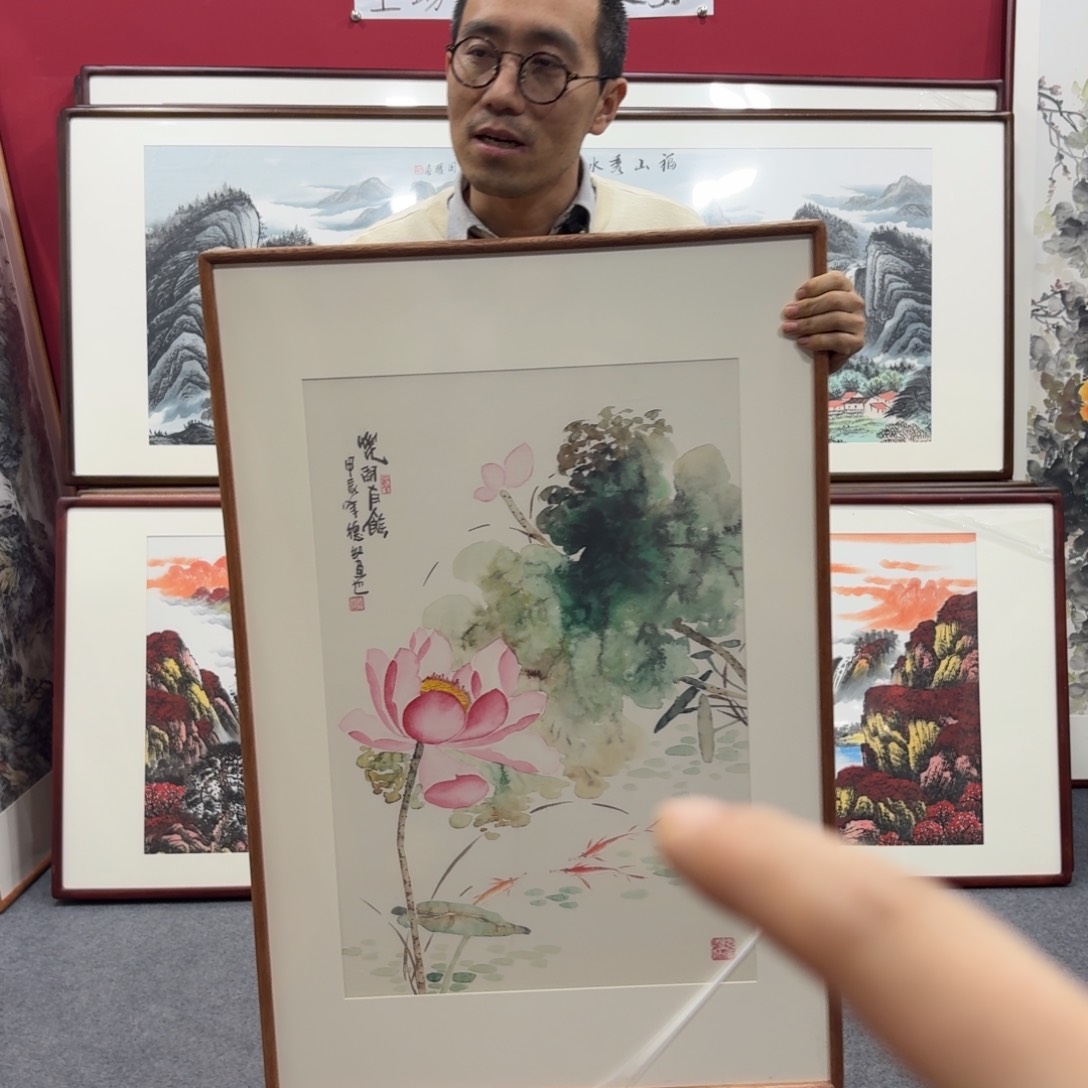 国画带框绘画90/60尺寸