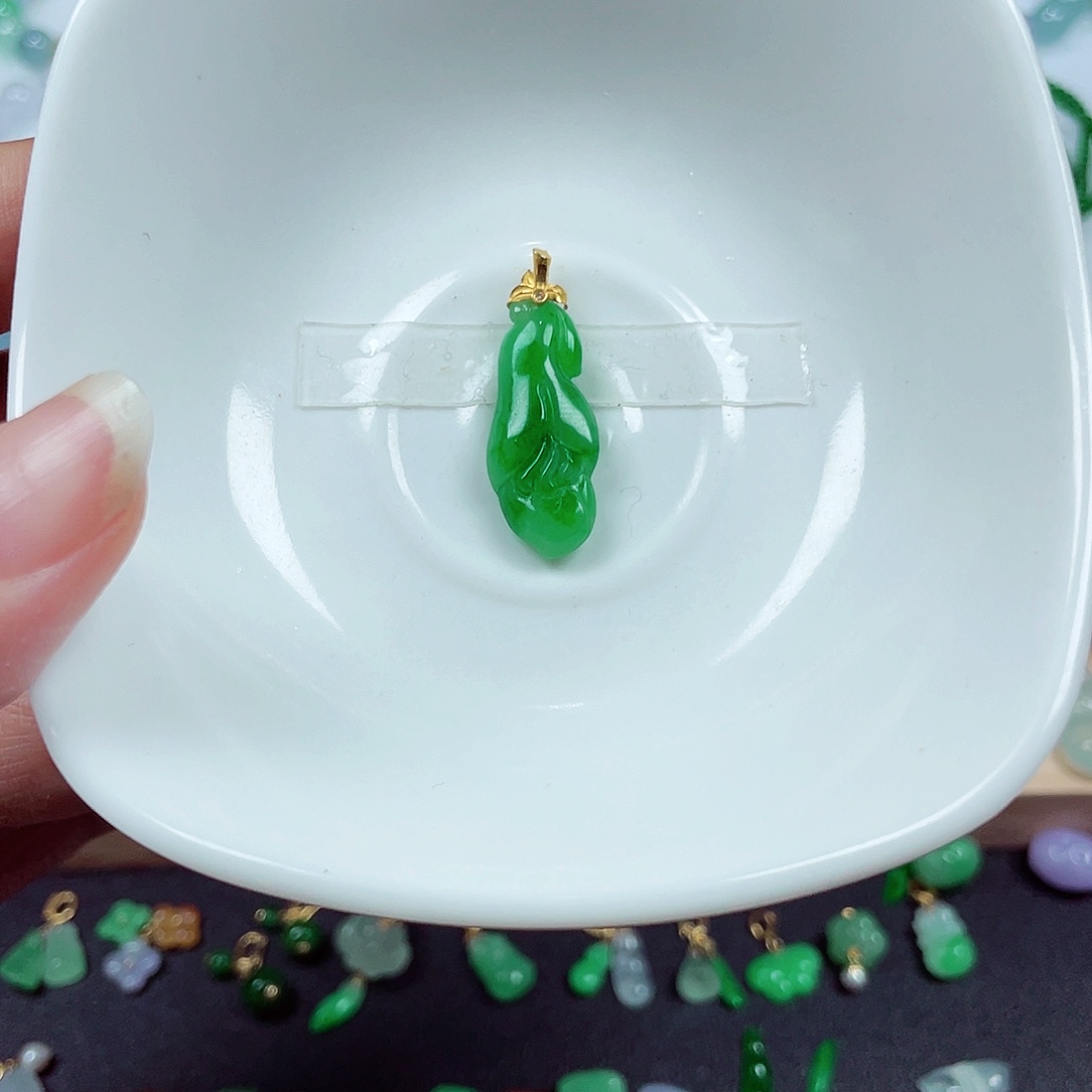 翡翠18K金镶嵌手链天然缅甸翡翠A货卡25-4.5