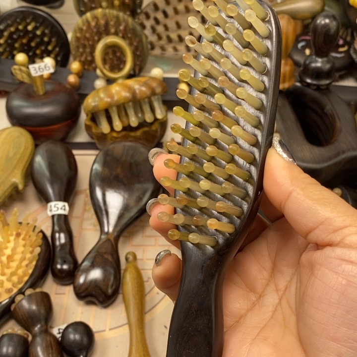 紫光檀56齿羊角微瑕疵