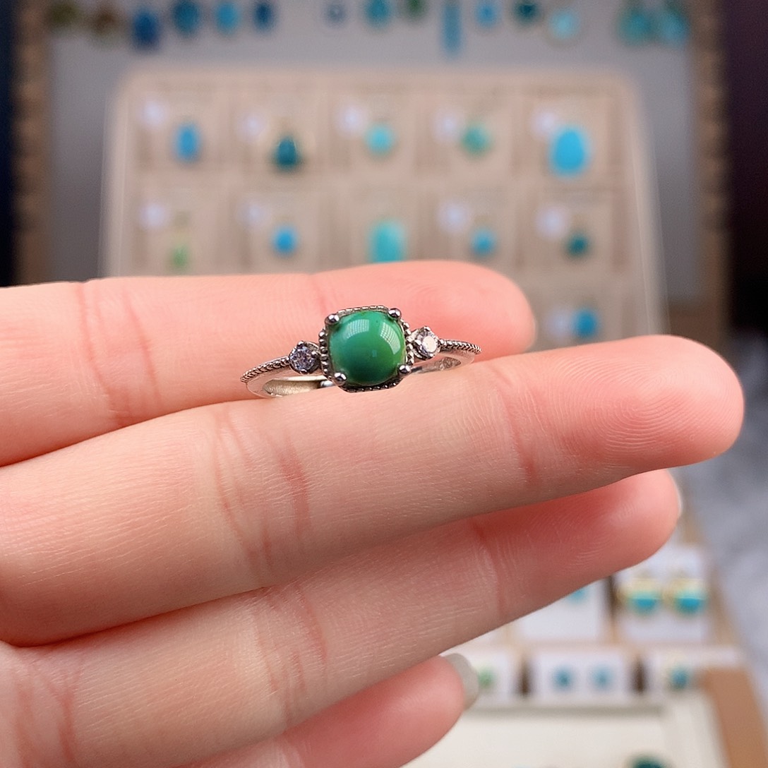 绿松石耳饰银S925镶嵌