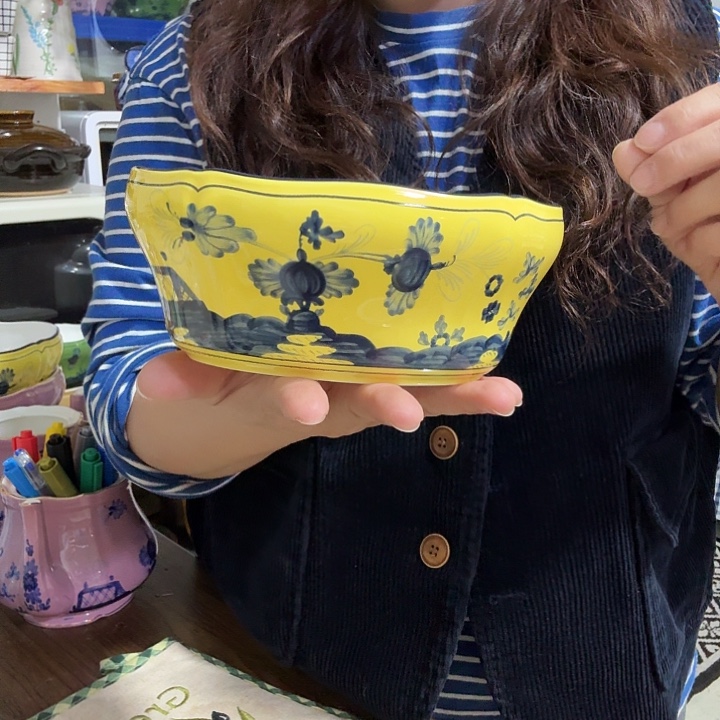 骨瓷黄色小号沙拉碗微瑕