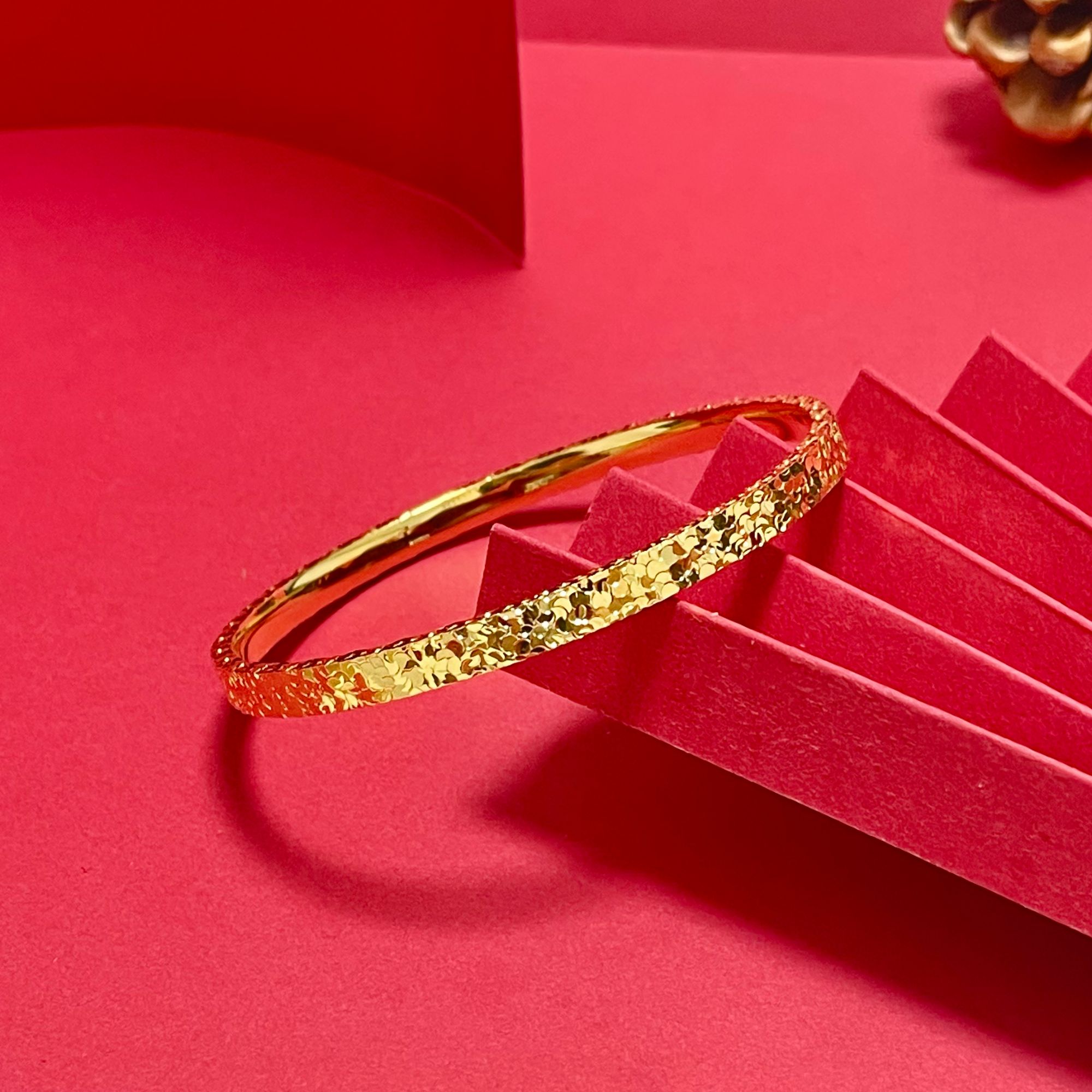 足银手镯 碎冰冰手镯女款宽面碎碎冰镯子闭口实心手饰生日礼物女