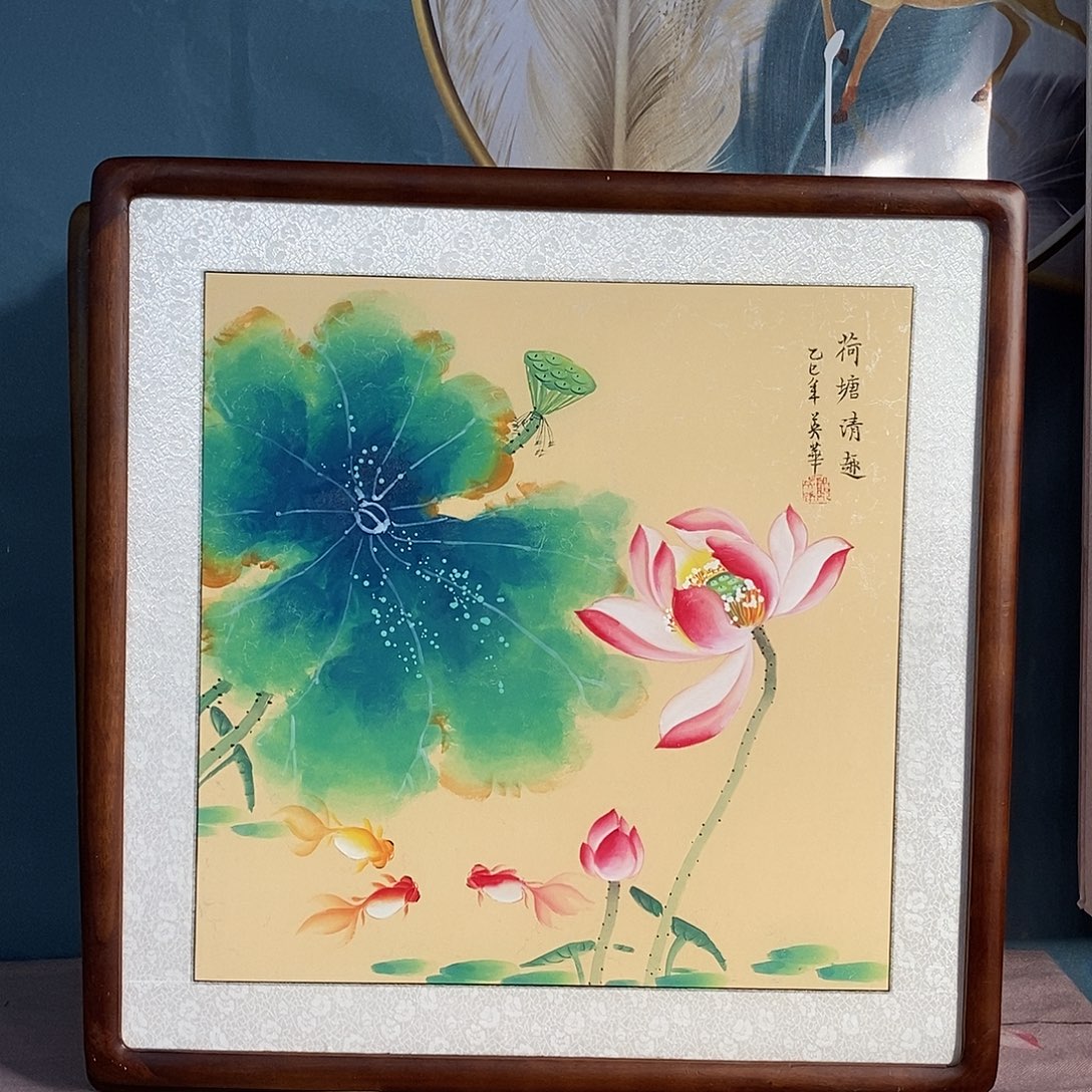 国画带框尺寸62厘米外径手绘作品