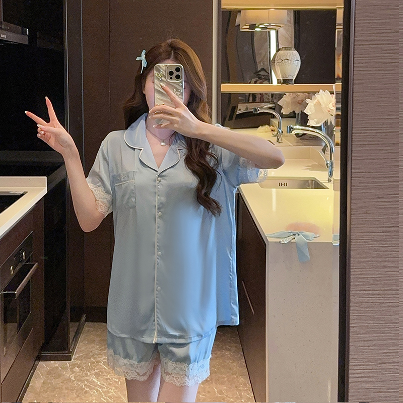 501-599女生夏季透气薄款宽松休闲可外穿睡衣家居服套装