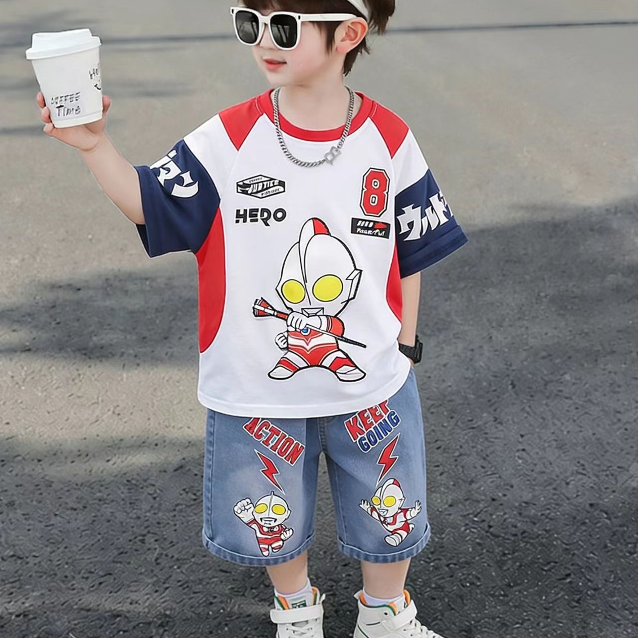 奥特曼男童夏装套装新款痞帅男孩夏季短袖酷潮儿童装洋气宝宝