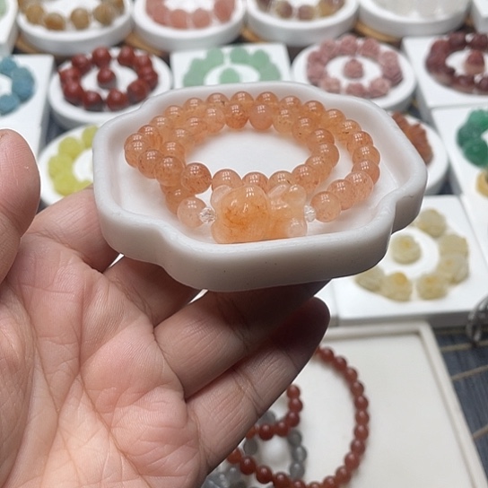 石英质玉（非洲翠）合金手串