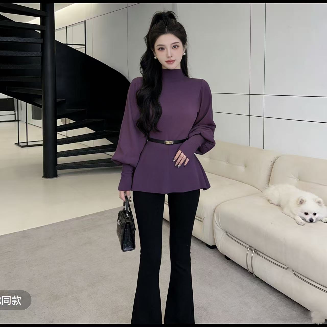 【联系客服有运补】安迪绒针织衫女2025新款设计感收腰显瘦上衣5009