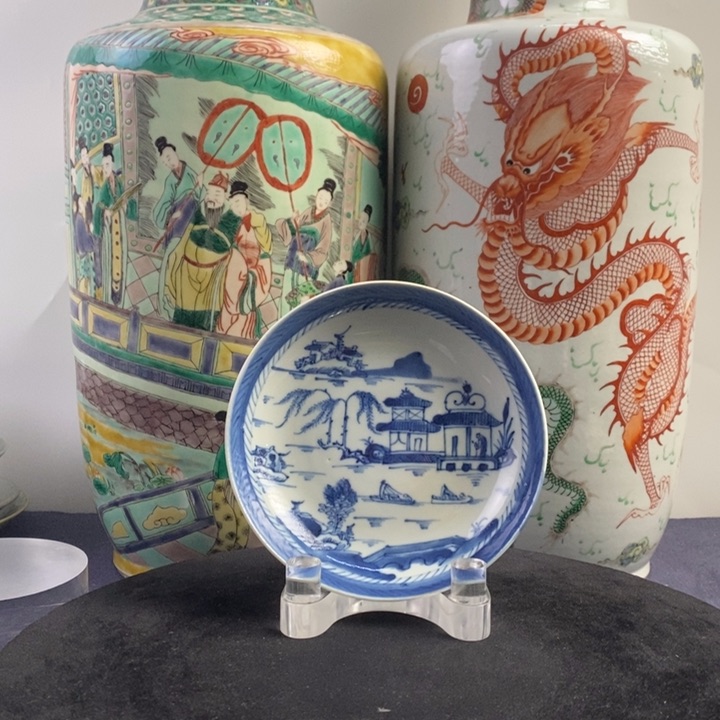 盘陶鑫**坤3002瓷器—青花风景山水赏盘