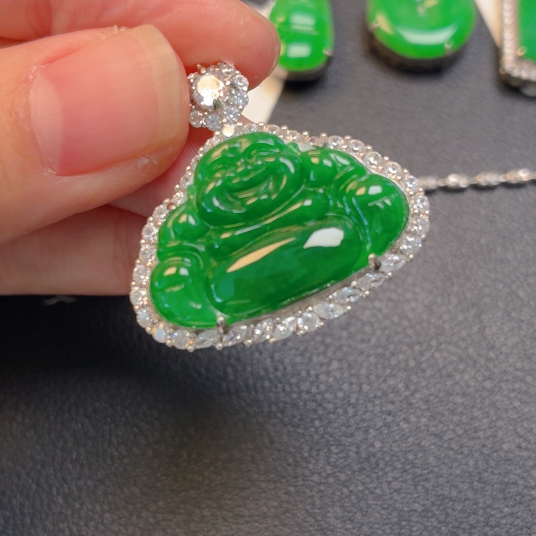 翡翠银S925镶嵌吊坠(不含链)