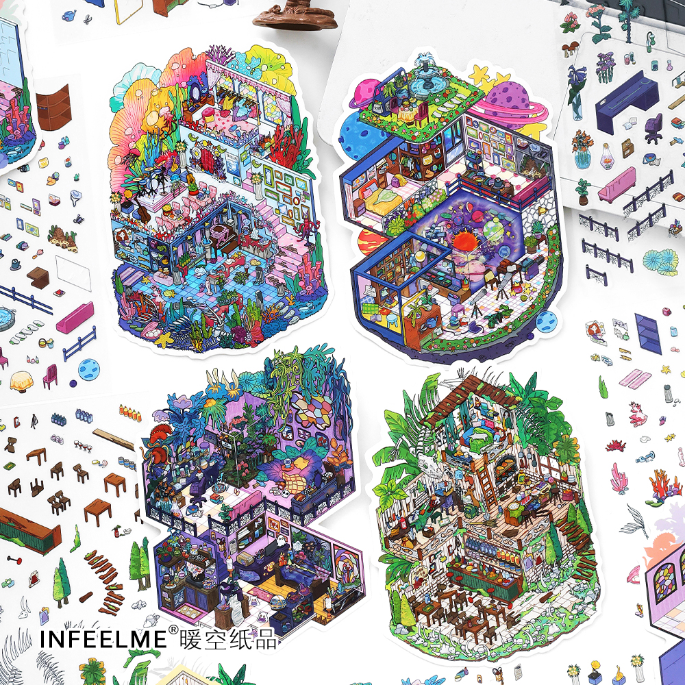 infeel.me今日营业35弹3D立体造景英菲造景贴纸手工diy玩具贴纸