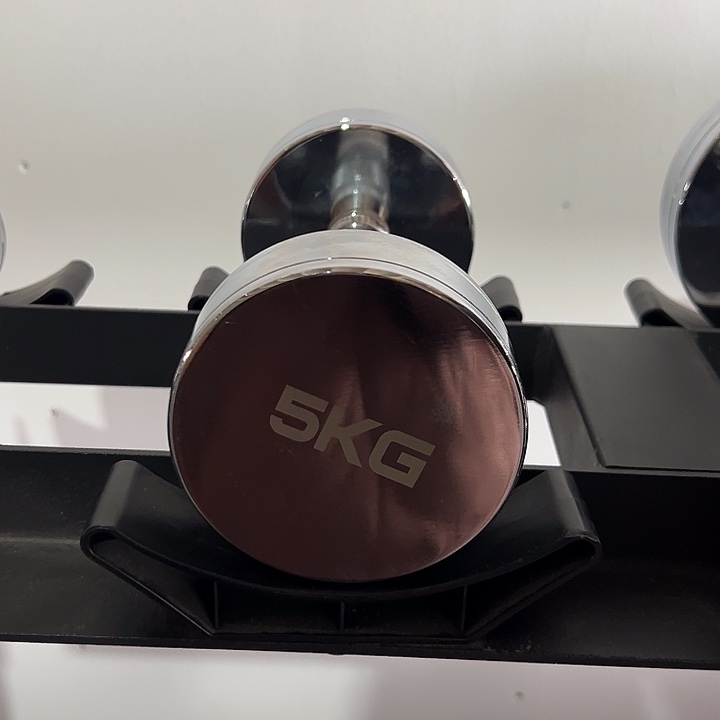 全新电镀纯钢哑铃老款5公斤一对